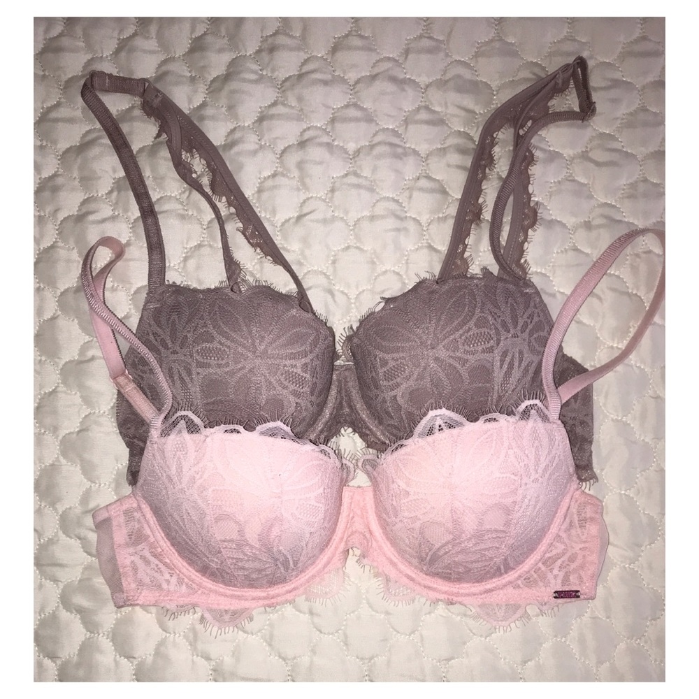 2 VS PINK Lace PushUp Bras